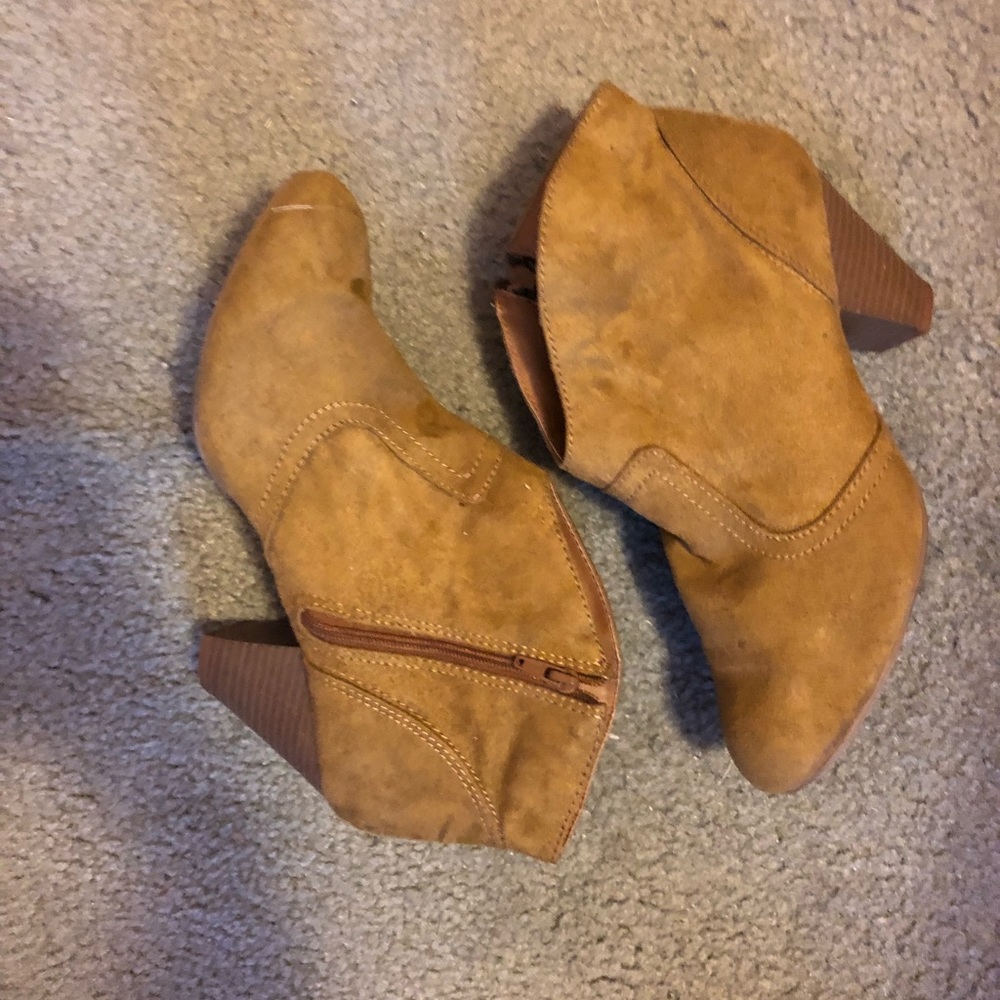Brown heeled booties